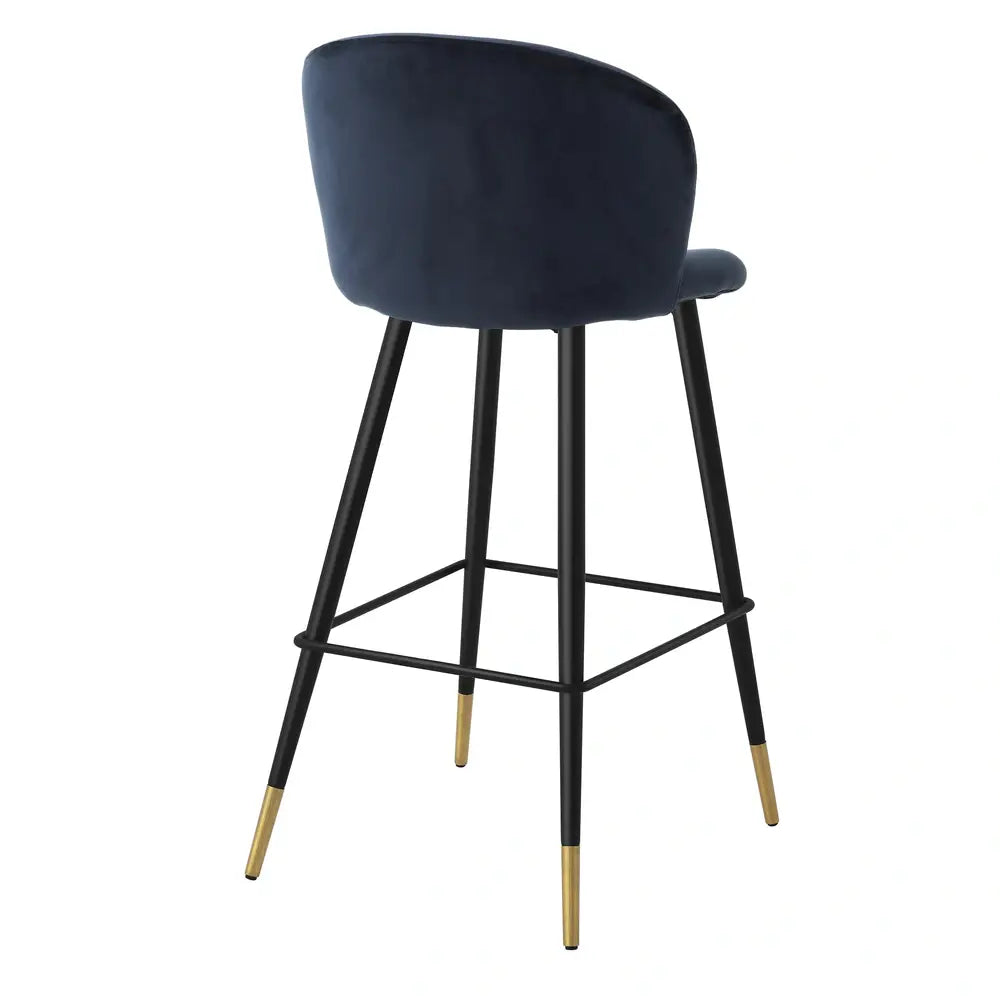 Eichholtz Volante Bar Stool in Savona Midnight Blue Velvet