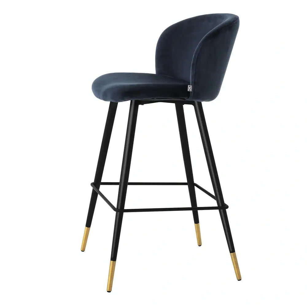 Eichholtz Volante Bar Stool in Savona Midnight Blue Velvet