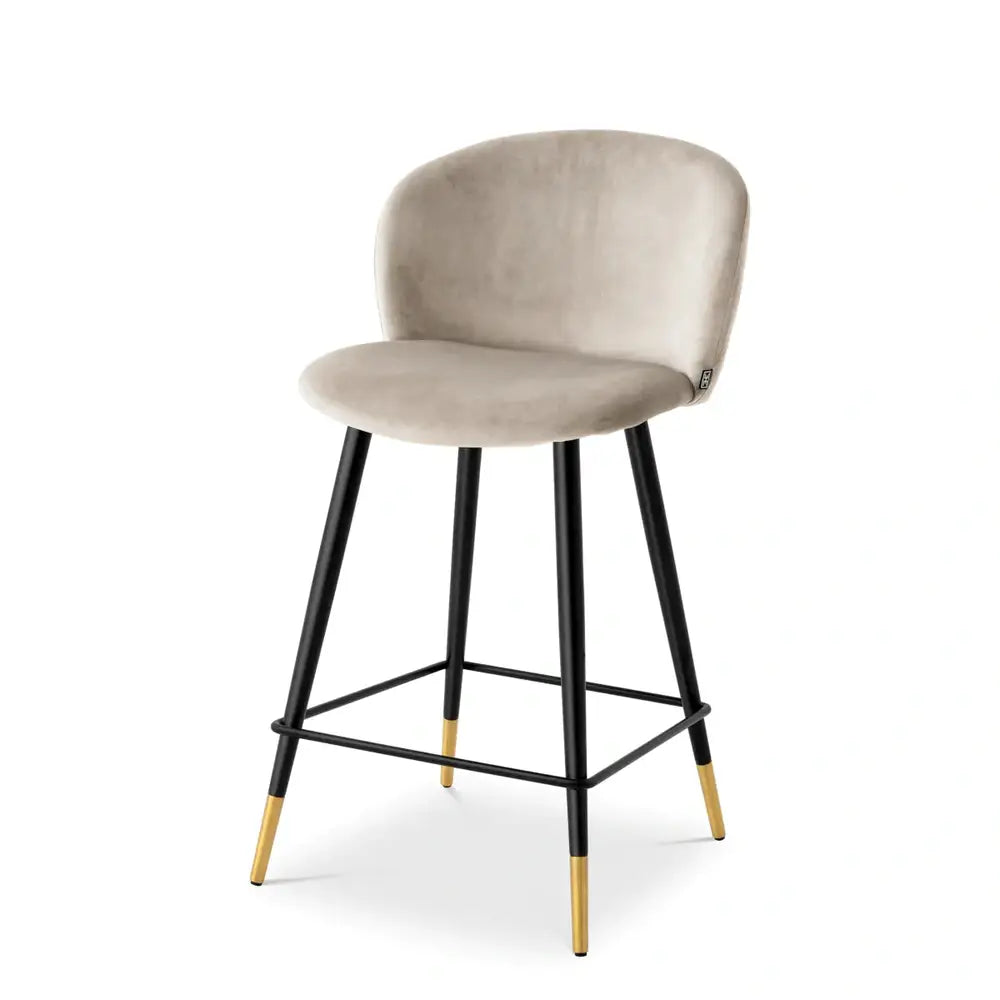 Eichholtz Volante Counter Stool in Roche Beige Velvet