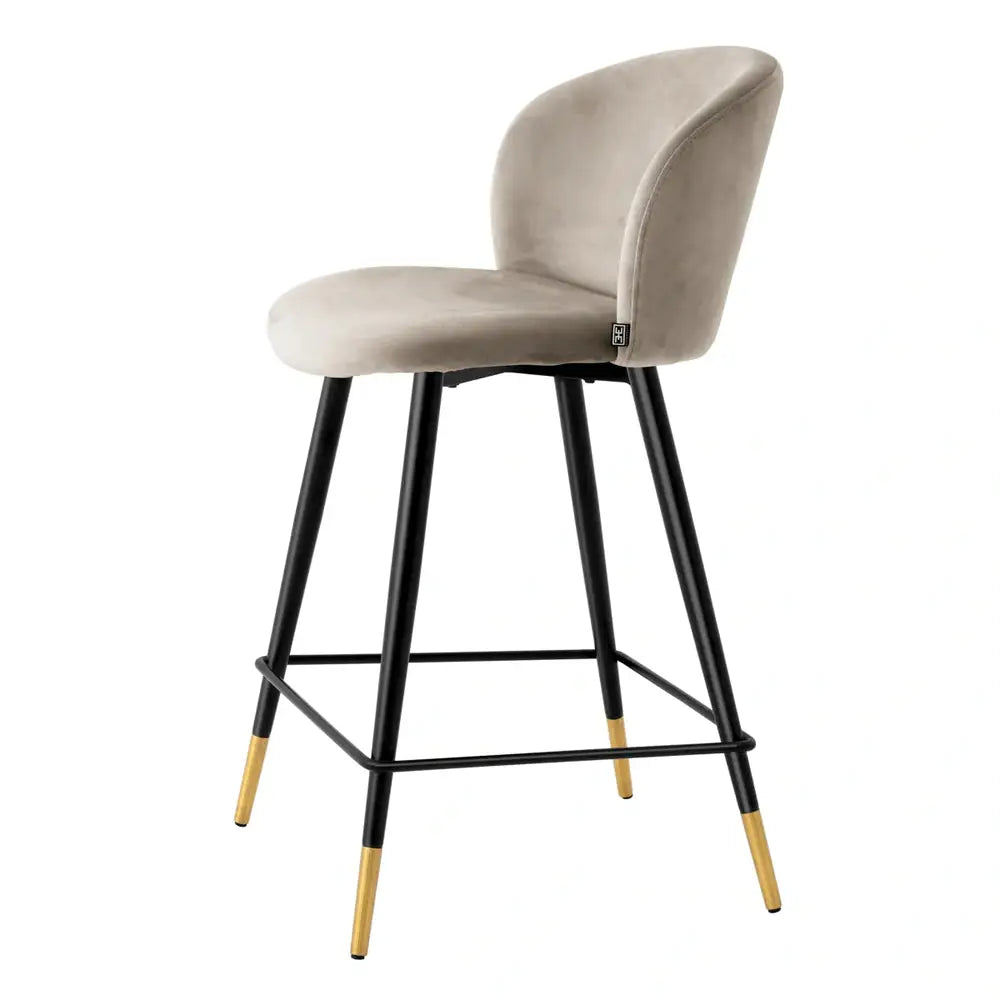 Eichholtz Volante Counter Stool in Roche Beige Velvet