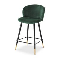 Eichholtz Volante Counter Stool in Roche Dark Green Velvet