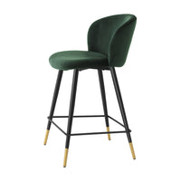 Eichholtz Volante Counter Stool in Roche Dark Green Velvet