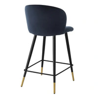 Eichholtz Cliff Counter Stool in Volante Savona Midnight Blue Velvet