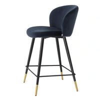 Eichholtz Cliff Counter Stool in Volante Savona Midnight Blue Velvet