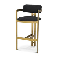 Eichholtz Donato Bar Stool in Brushed Brass & Bouclé Black