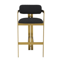 Eichholtz Donato Bar Stool in Brushed Brass & Bouclé Black