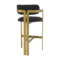 Eichholtz Donato Bar Stool in Brushed Brass & Bouclé Black