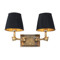 Eichholtz Wentworth Double Wall Lamp Wentworth in Vintage Brass with Black Shade