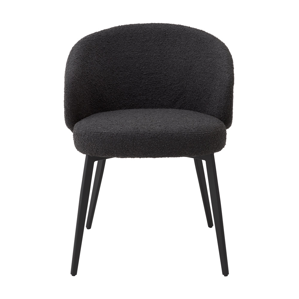 Eichholtz Set of 2 Lloyd Dining Chair with Arms in Bouclé Black