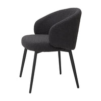 Eichholtz Set of 2 Lloyd Dining Chair with Arms in Bouclé Black