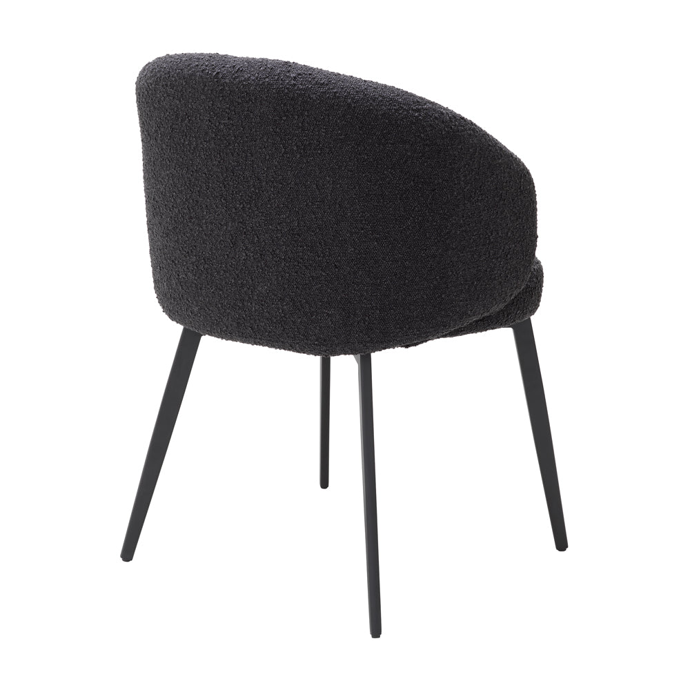 Eichholtz Set of 2 Lloyd Dining Chair with Arms in Bouclé Black