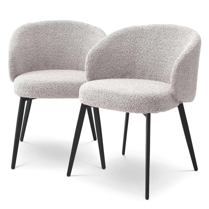 Lloyd Set of 2 Dining Armchairs - Bouclé Grey Eichholtz 1
