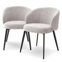 Eichholtz Set of 2 Lloyd Dining Chairs With Arm in Bouclé Grey