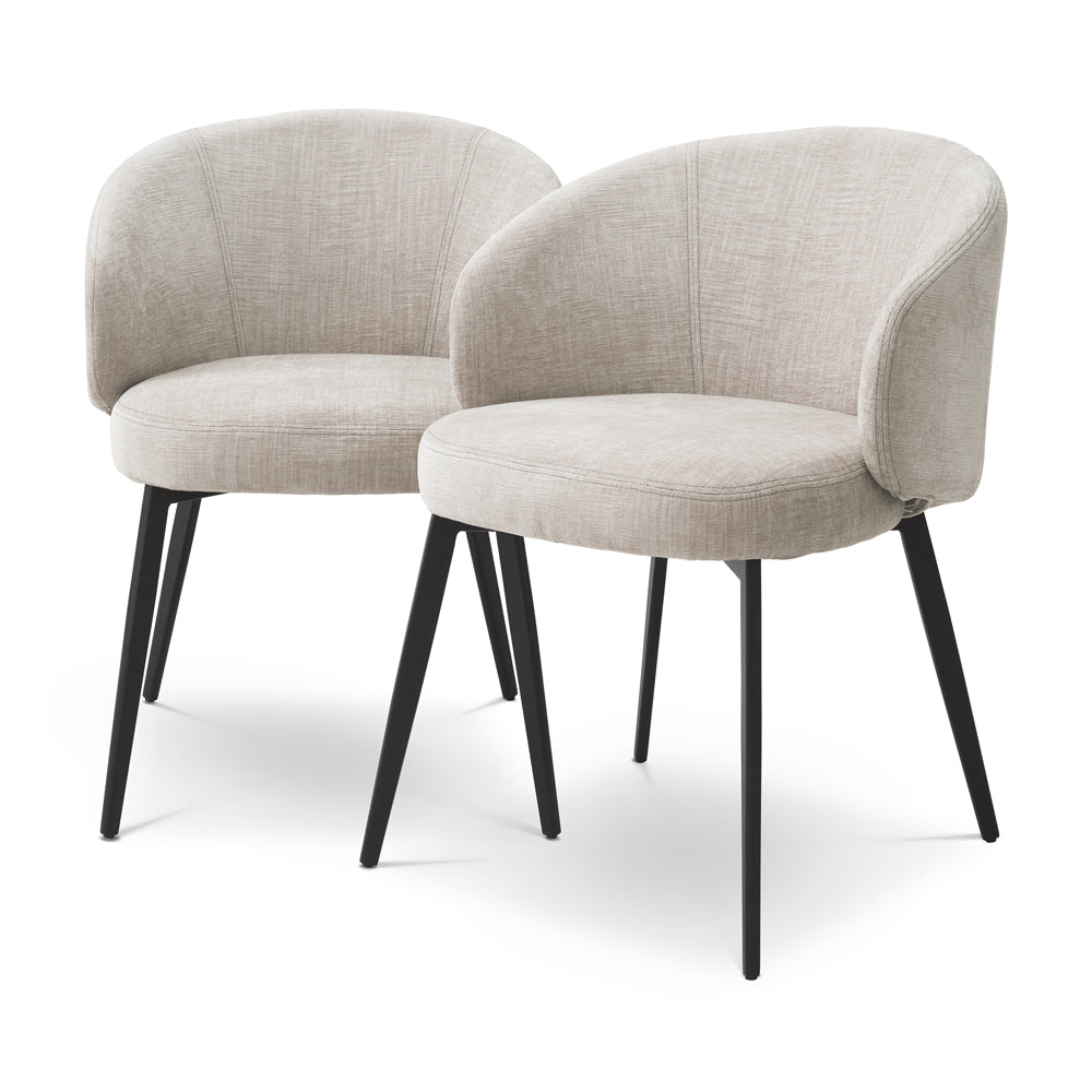 Eichholtz Set of 2 Lloyd Dining Chairs with Arms in Sisley Beige