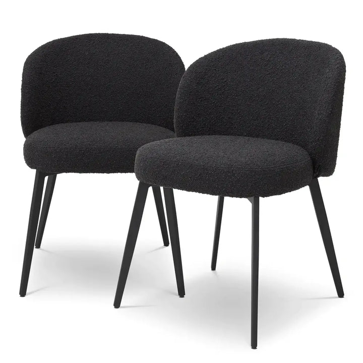 Lloyd Set of 2 Dining Chairs - Bouclé Black Eichholtz 1