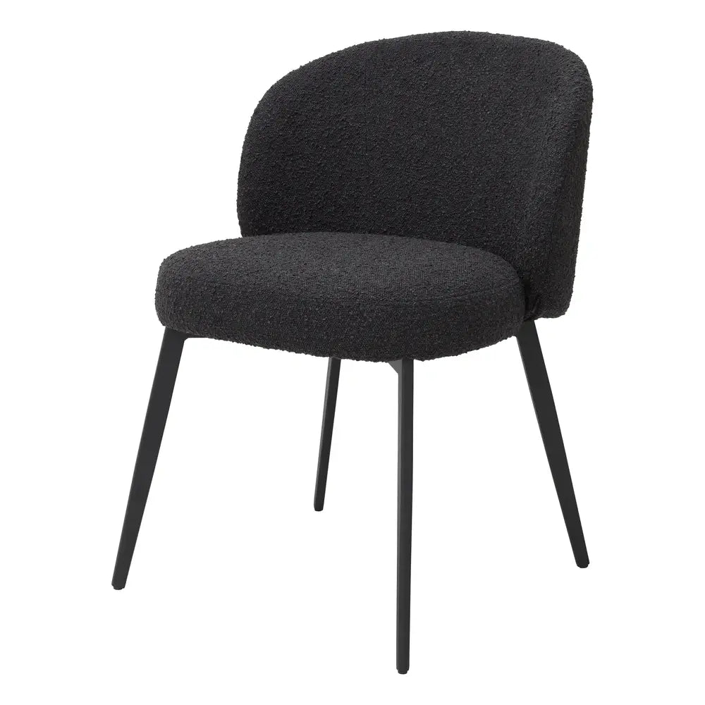 Eichholtz Set of 2 Lloyd Dining Chairs in Bouclé Black