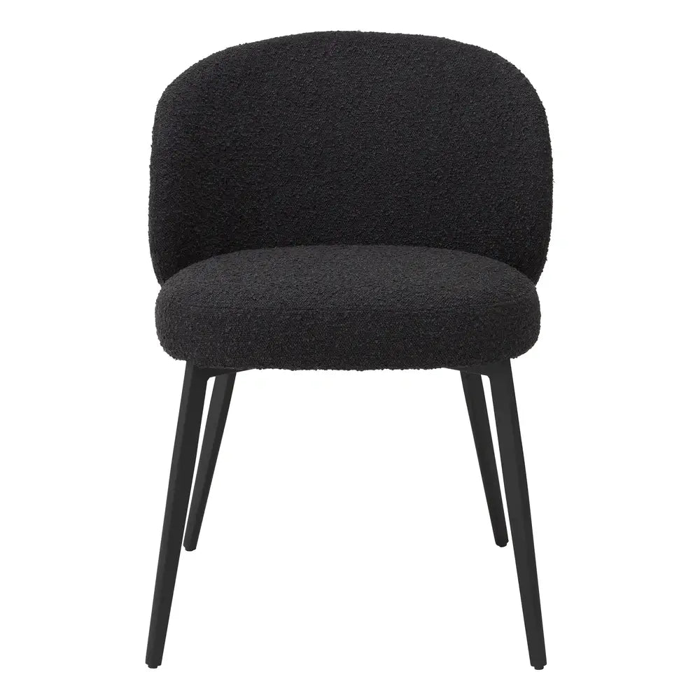 Eichholtz Set of 2 Lloyd Dining Chairs in Bouclé Black