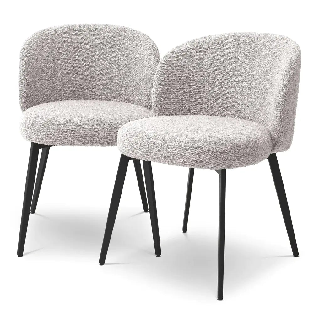 Eichholtz Set of 2 Lloyd Dining Chairs in Bouclé Grey