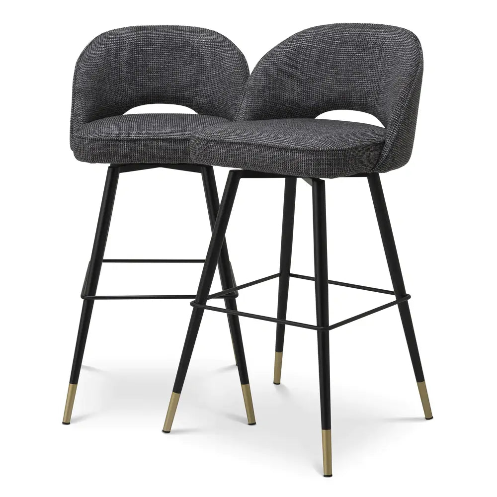 Eichholtz Cliff Set of 2 Bar Stools in Rocat Black