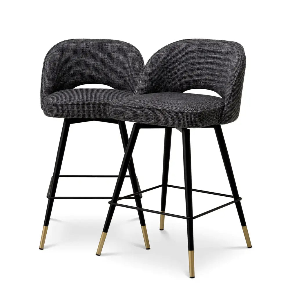 Cliff Set of 2 Counter Stools - Rocat Black Eichholtz 1