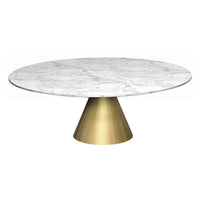 Gillmore Oscar White Marble Top & Brass Base Round Coffee Table