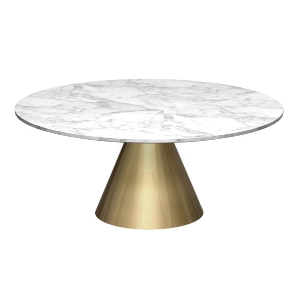 Gillmore Oscar White Marble Top & Brass Base Round Coffee Table