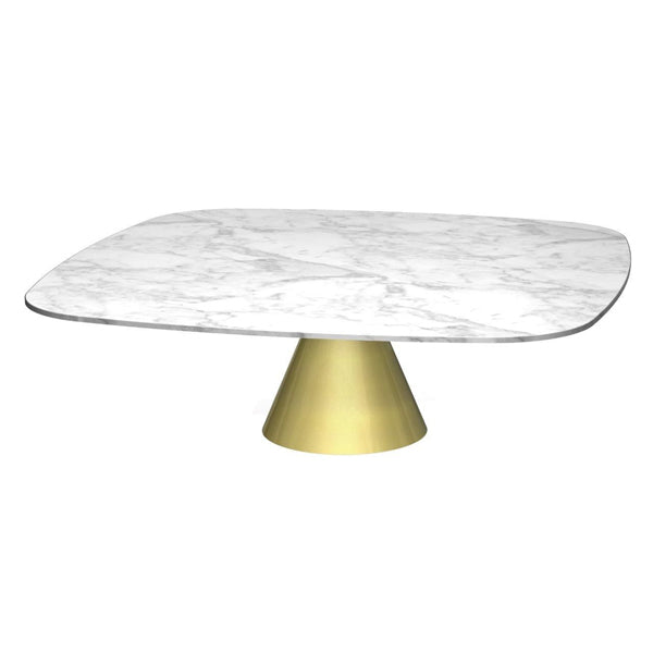 Gillmore Oscar White Marble Top & Brass Base Square Coffee Table