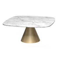 Gillmore Oscar White Marble Top & Brass Base Square Coffee Table