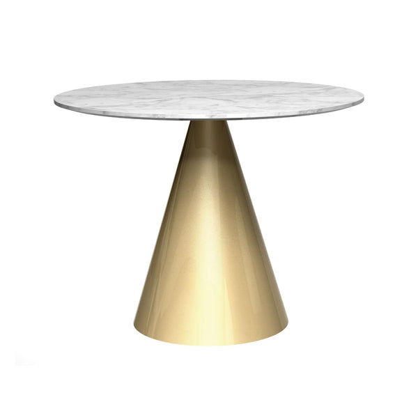 Gillmore Oscar White Marble Top And Brass Base Round 4 Seater Dining Table