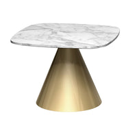 Gillmore Oscar White Marble Top & Brass Base Square Side Table