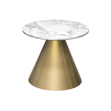 Gillmore Oscar White Marble Top & Brass Base Round Side Table