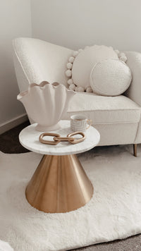 Gillmore Oscar White Marble Top & Brass Base Round Side Table