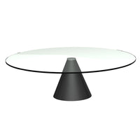 Gillmore Oscar Clear Glass Top & Black Base Round Coffee Table