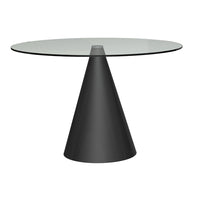 Gillmore Oscar Clear Glass Top And Black Base Round 4 Seater Dining Table