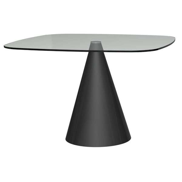 Gillmore Oscar Clear Glass Top And Black Base Round 4 Seater Dining Table