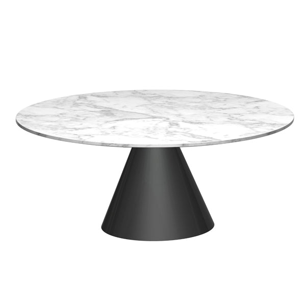 Gillmore Oscar White Marble Top & Black Base Round Coffee Table