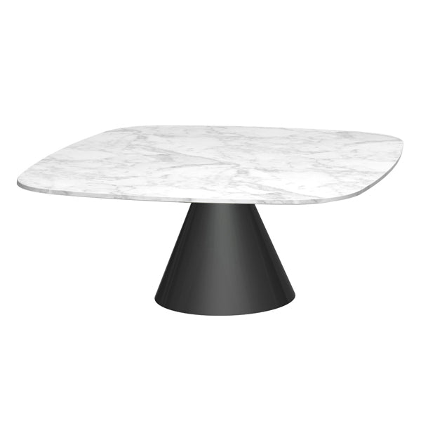 Gillmore Oscar White Marble Top & Black Base Square Coffee Table