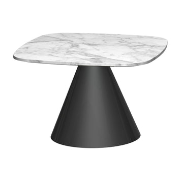 Gillmore Oscar White Marble Top & Black Base Square Side Table