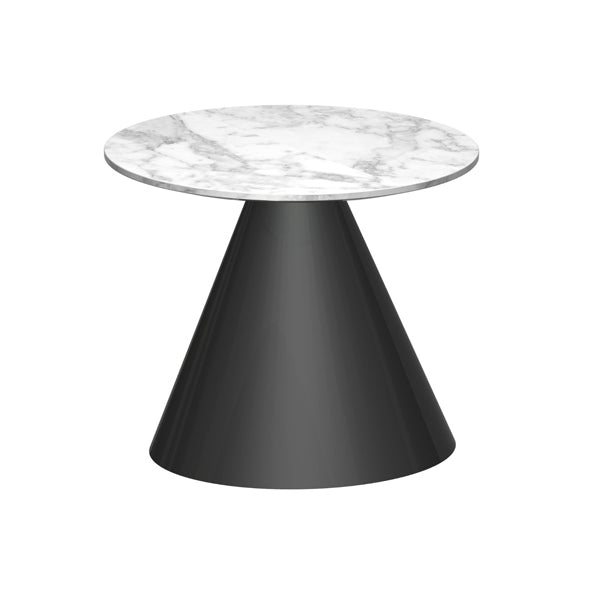 Gillmore Oscar White Marble Top & Black Base Round Side Table