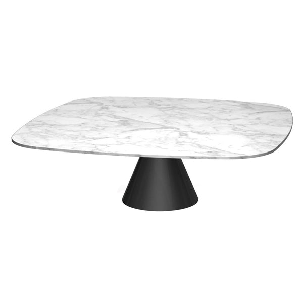 Gillmore Oscar White Marble Top & Black Base Square Coffee Table