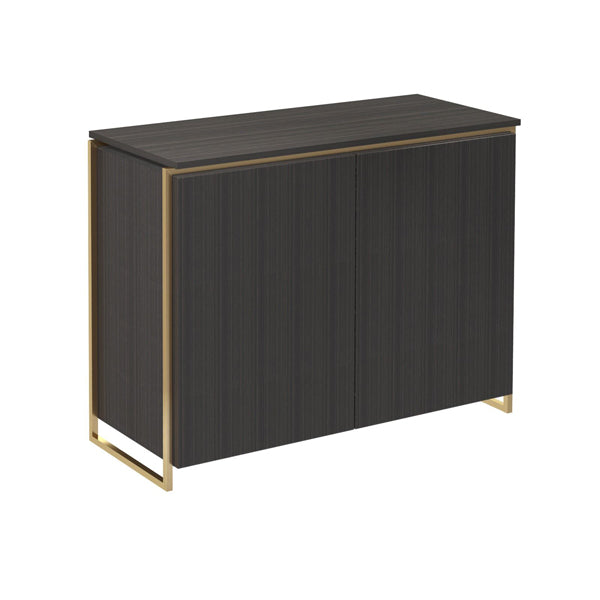 Gillmore Federico Two Door Black Stained Oak With Brass Frame Sideboard