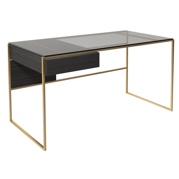 Gillmore Federico Black Stained Oak With Brass Frame Desk