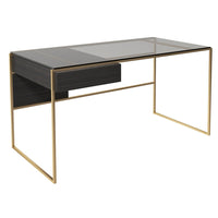 Gillmore Federico Black Stained Oak With Brass Frame Desk