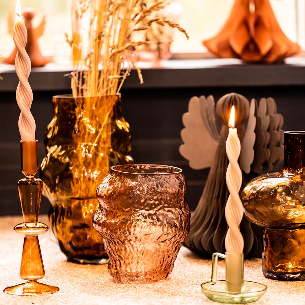 Cozy Living Trio Amber Glass Candle Holder