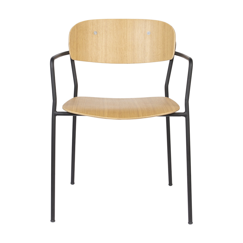 Olivia's Nordic Living Collection Set of 2 Holen Dining chair with Arms in Black & Wood