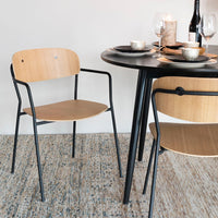 Olivia's Nordic Living Collection Set of 2 Holen Dining chair with Arms in Black & Wood