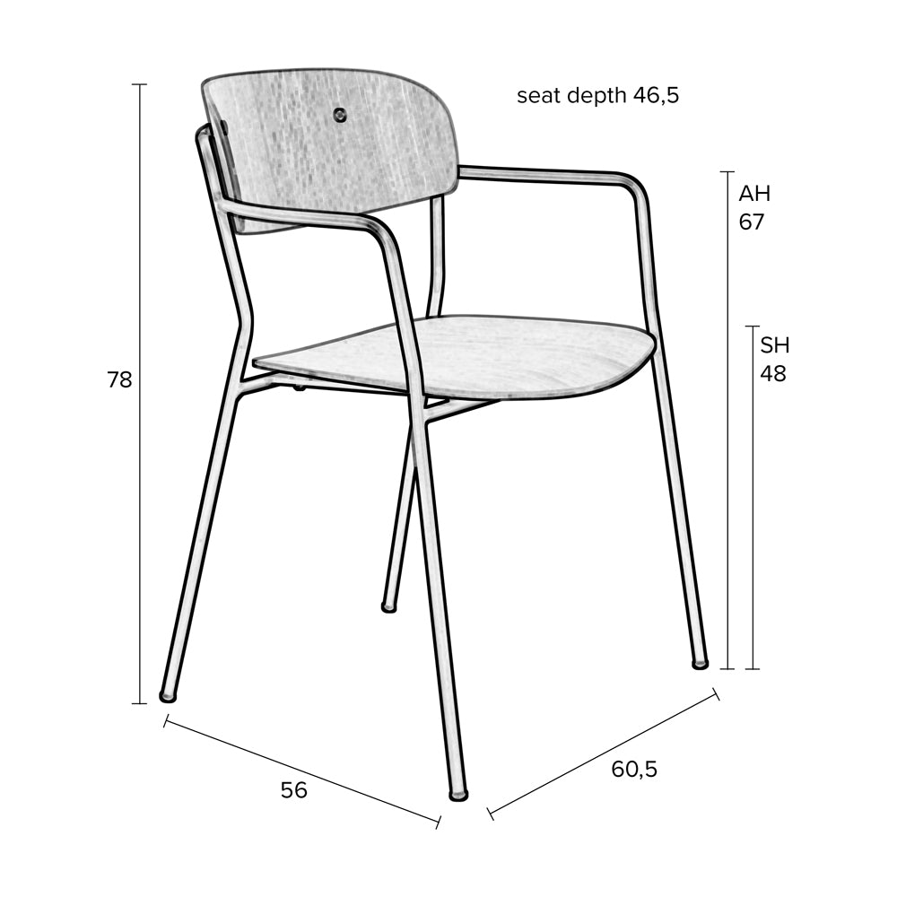 Olivia's Nordic Living Collection Set of 2 Holen Dining chair with Arms in Black & Wood