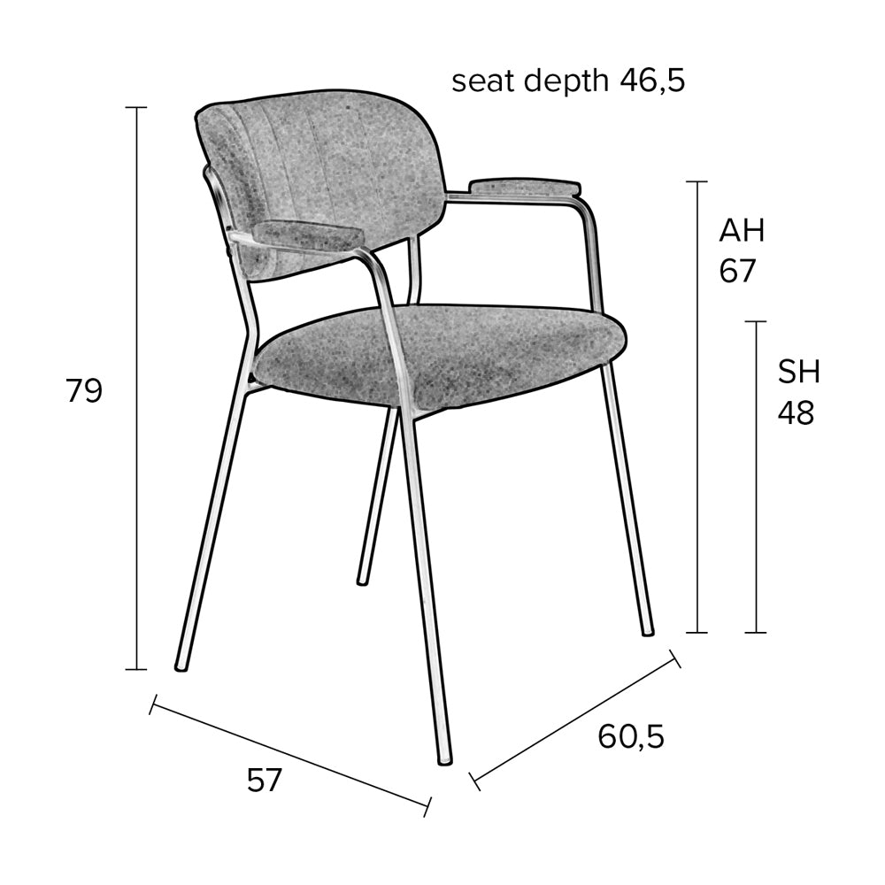 Olivia's Nordic Living Collection Set of 2 Holen Armchair in Black & Grey