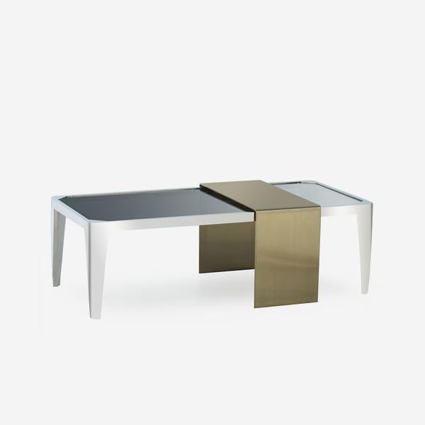 Andrew Martin Kelly Nesting Coffee Table White and Gold- glass and stainless streel