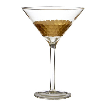 Olivia's Set of 2 Amelia Clear Cocktail Glasses with Gold Honeycomb Detail